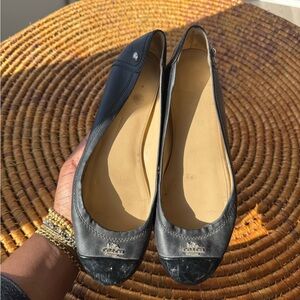 Coach Black Leather Ballet Flats